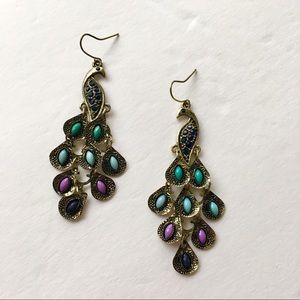 Peacock dangle earrings